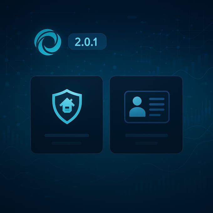 The image depicts a sleek modern digital interface showcasing the latest features of ParGo AI 201 The screen is divided into sections with icons repre